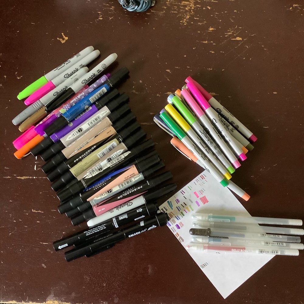Prismacolor, sharpie, jellyroll, etc art pens
